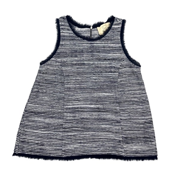 Vanessa Virginia Tops - Vanessa Virginia Anthropologie Striped Fringe Sleeveless Shell Top Navy White XS